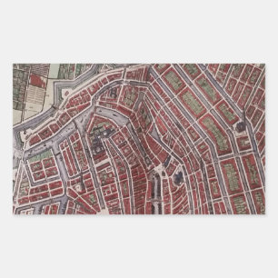 Adesivo Retangular Mapa da cidade de réplica de Amsterdã 1652