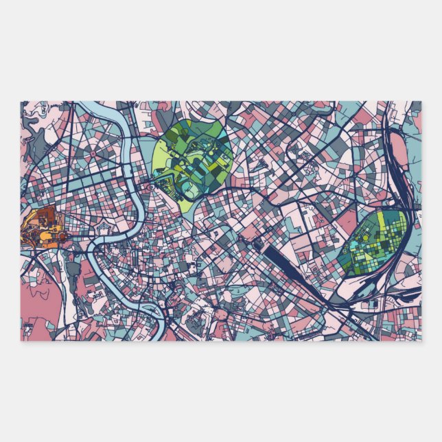 Adesivo Retangular Mapa de Roma Itália (Frente)