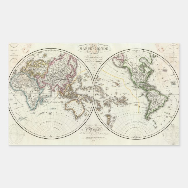 Adesivo Retangular Mapa do Atlas de Paris (Frente)