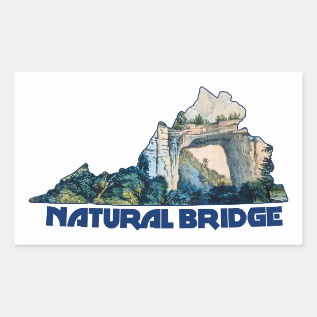 Adesivo Retangular Mapa do Estado da Virgínia Natural Bridge (Frente)