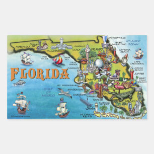Adesivo Retangular Mapa dos desenhos animados de Florida