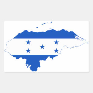 Adesivo Retangular Mapa HN da bandeira de Honduras