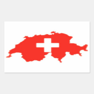 Adesivo Retangular Mapa suíço da bandeira