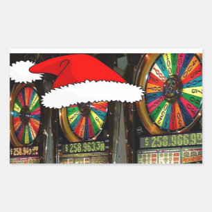 Adesivo Retangular Máquinas De Slot De Santa Hat