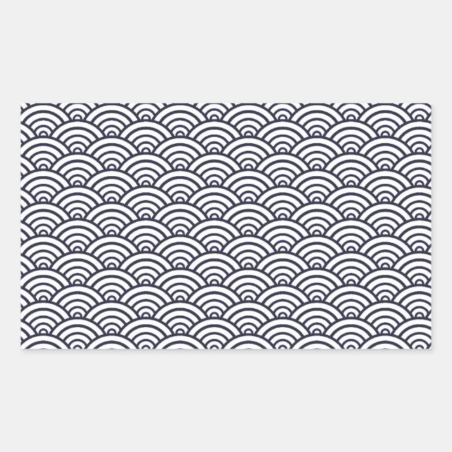 Adesivo Retangular Mar de Seigaiha - Ondas Azuis Japonesas (Frente)