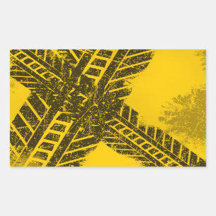 Adesivo Retangular Marcação de estrada preta afligida Grunge da