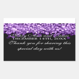 Adesivo Retangular Marcador de casamento Luzes púrpuras mágicas