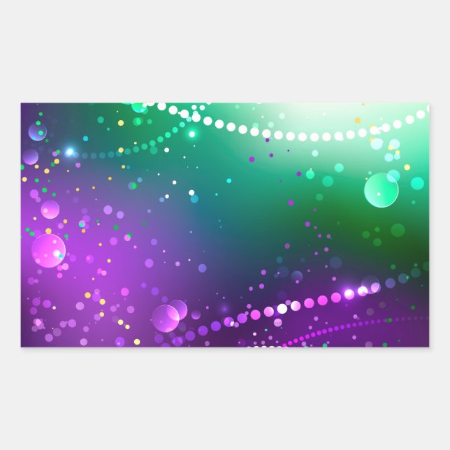 Adesivo Retangular Mardi Gras Festivo Purple Background (Frente)