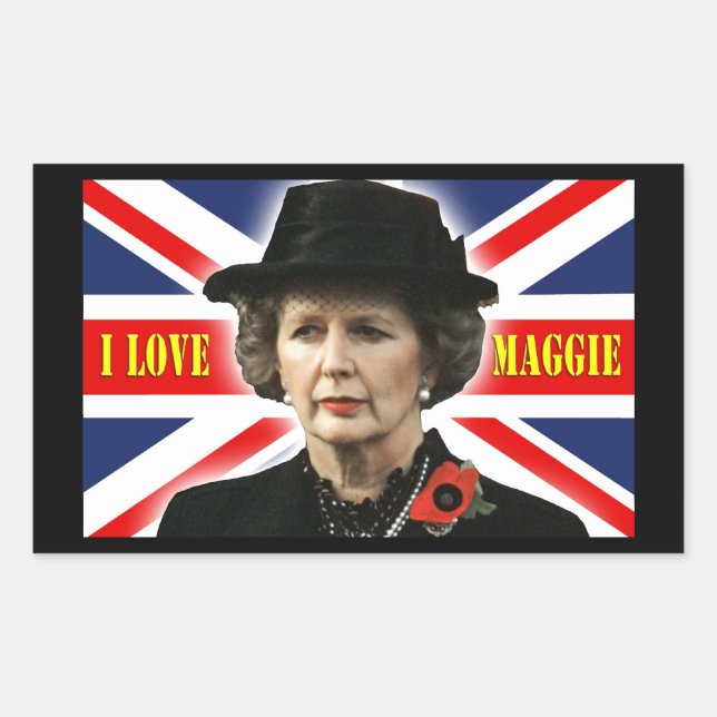 Adesivo Retangular Margaret Thatcher I Love Maggie (Frente)