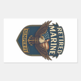 Adesivo Retangular Marine Corps Veteran Logo Emblem