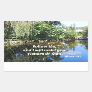 Adesivo Retangular Mark 1:17 Siga-me e farei de vocês pescadores