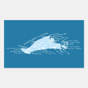 Adesivo Retangular Martha's Vineyard do vintage, luz - azul + branco