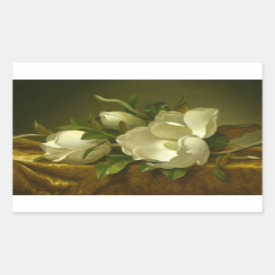 Adesivo Retangular Martin Johnson Heade - Magnolias em Velvet Dourado