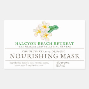 Adesivo Retangular Máscara ou outro produto de beleza, frangipani ar