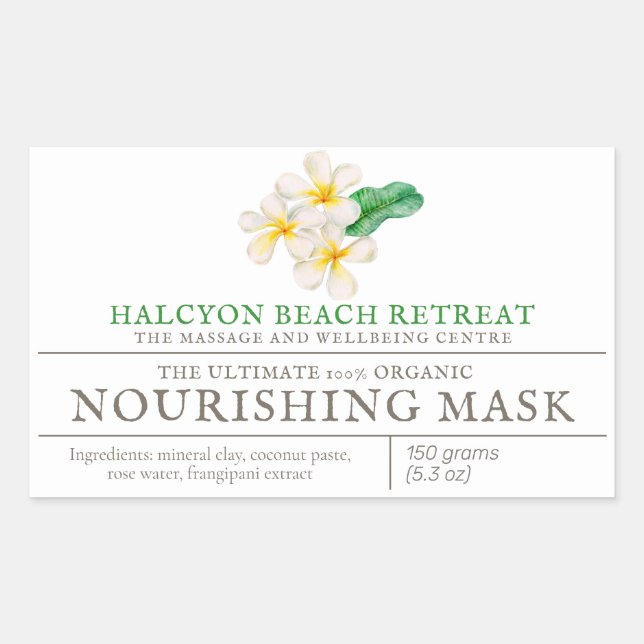 Adesivo Retangular Máscara ou outro produto de beleza frangipani art (Frente)