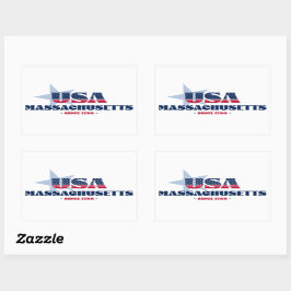 Adesivo Retangular Massachusetts My Home State Sticker