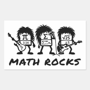 Adesivo Retangular Matemática Rochas Humor de Banda de Rock Acadêmico