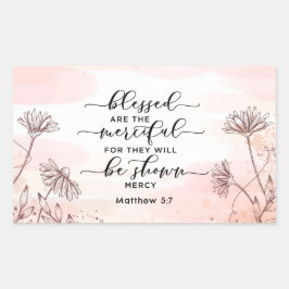 Adesivo Retangular Mateus 5:7 Abençoados são a Bíblia misericordiosa
