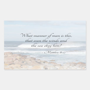 Adesivo Retangular Matthew 8:27 Jesus acalma a tempestade, Bíblia Ver