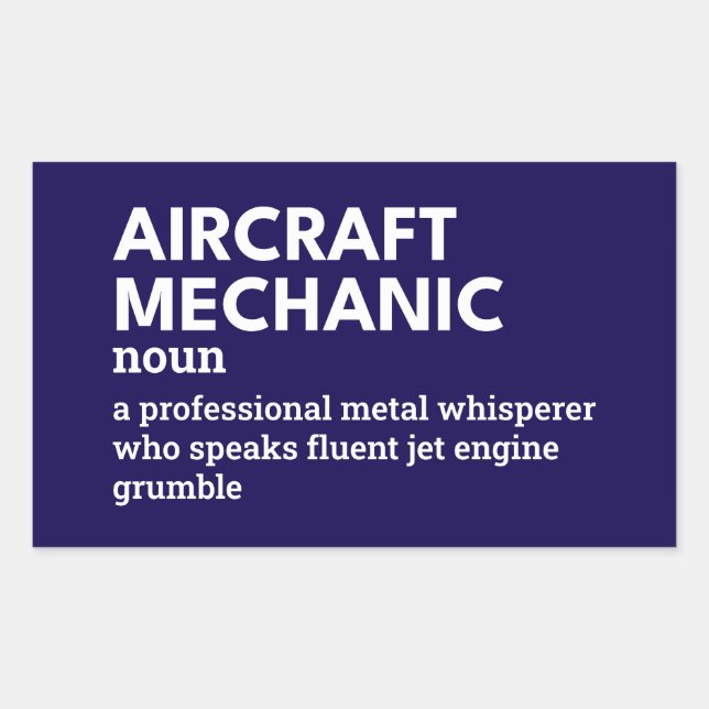 Adesivo Retangular Mecânica da aeronave - Definição engraçada (Frente)