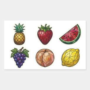 Adesivo Retangular Medley de Frutas em Vidro Colorido