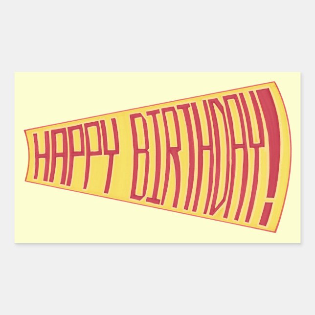 Adesivo Retangular Mega Phone Happy Birthday Stickers (Frente)