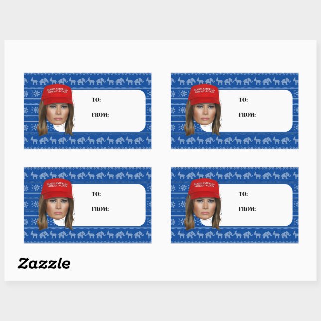 Adesivo Retangular Melania Trump MAGA Natal (Folha)