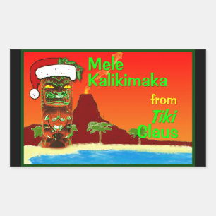 Adesivo Retangular Mele Kalikimaka de Tiki Claus