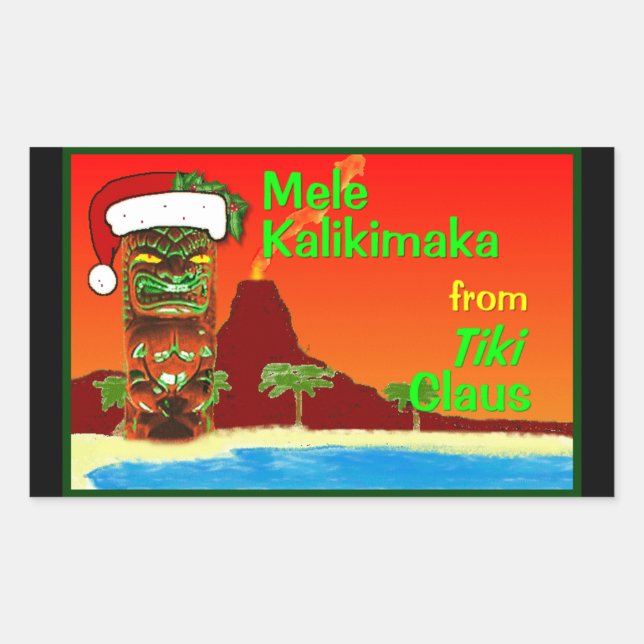 Adesivo Retangular Mele Kalikimaka do Tiki Claus (Frente)
