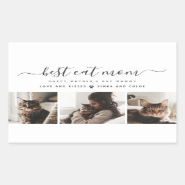 Adesivo Retangular Melhor Mãe Gato: Foto de Gato de Dia de as mães Pe