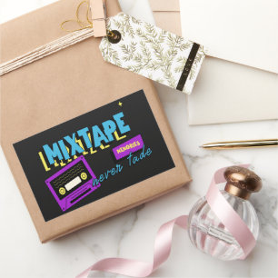 Adesivo Retangular Memórias de MixTape Nostalgia de Cassete Retrô