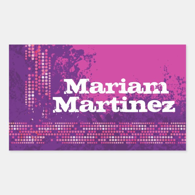 Adesivo Retangular Menina de adolescente nome esportivo rosa púrpura  (Frente)