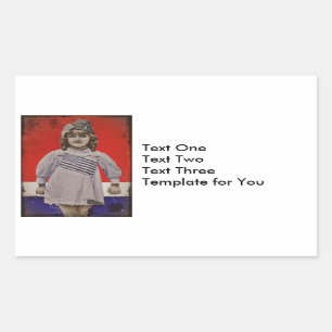 Adesivo Retangular Menina de WWI no vestido da bandeira