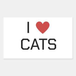Adesivo Retangular Mensagem I Heart Cats