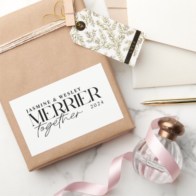 Adesivo Retangular Mereira Minimalista Juntos Natal De Casamento (Presentear)