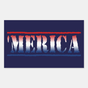 Adesivo Retangular 'MERICA Red White & Blue Stickers (6/folha)