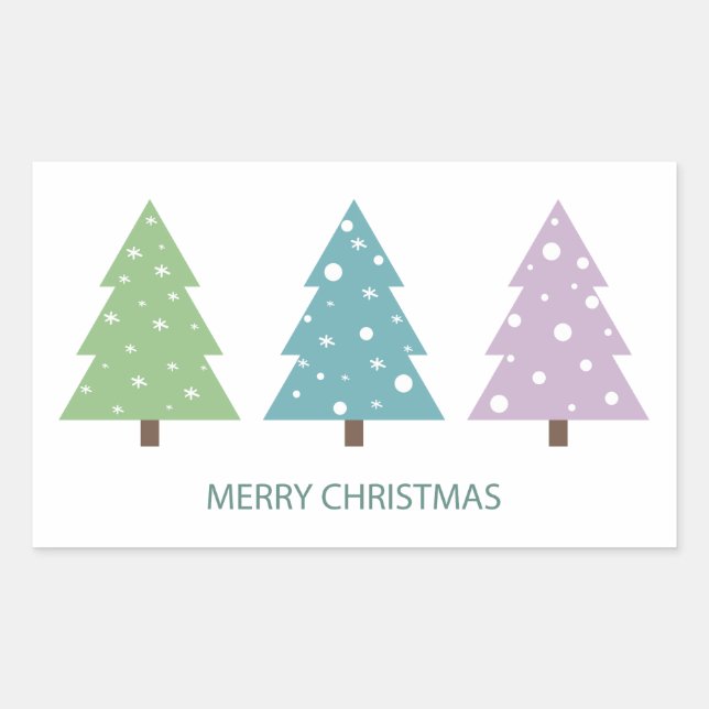 Adesivo Retangular Merry Christmas Trees Sticker (Frente)