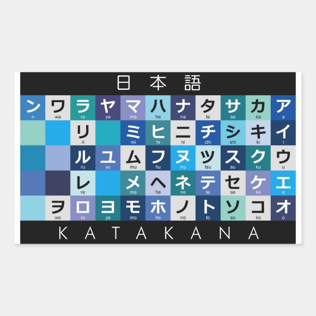 Adesivo Retangular Mesa japonesa dos Katakana (Frente)