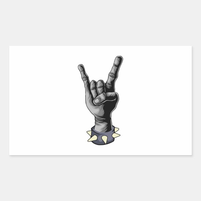 Adesivo Retangular Metal Hand Devil Horns Heavy Metal (Frente)