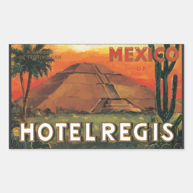 Adesivo Retangular Mexico Ds Hotel Regis, Vintage (Frente)