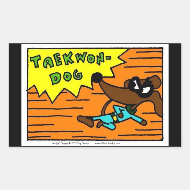 Adesivo Retangular Midge TAEKWON-DOG Stickers - Conjunto de 20 (Frente)