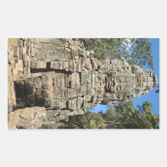 Adesivo Retangular Mini Bayon... Ta Prohm, Siem Reap, Camboja (Frente)
