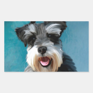 Adesivo Retangular Miniatura Schnauzer — Pintura De Cor De Água