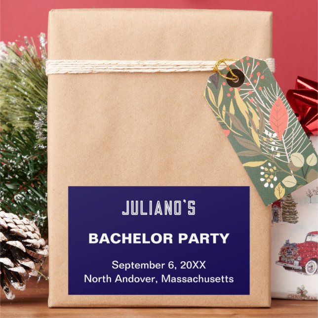 Adesivo Retangular Minimalist Dark Blue Bachelor Party Sticker (Feriado)