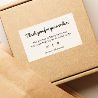 Adesivo Retangular Minimalista Ecru Branco Negro Obrigado Comprar