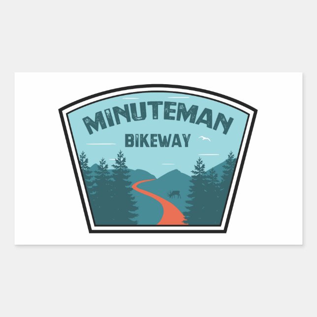 Adesivo Retangular Minuteman Bikeway Boston Massachusetts (Frente)