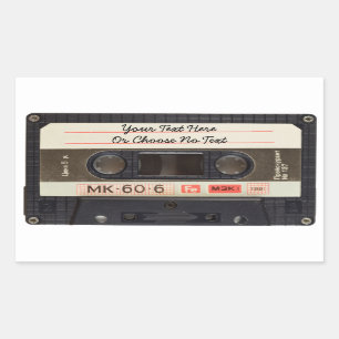 Adesivo Retangular Mixtape de Cassete de Música de Texto Personaliza