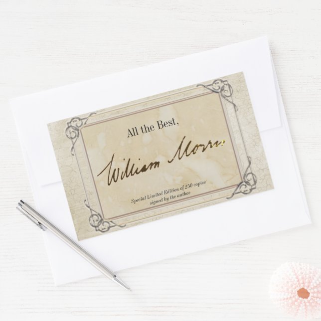 Adesivo Retangular Modelo de Folha de Autor de Assinatura (Envelope)