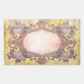 Adesivo Retangular Modelo de Moldura Estilo Vitoriano BookPlate