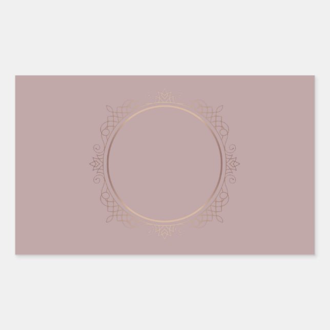 Adesivo Retangular Modelo Elegante em Dourado Rosa em Branco Adicione (Frente)